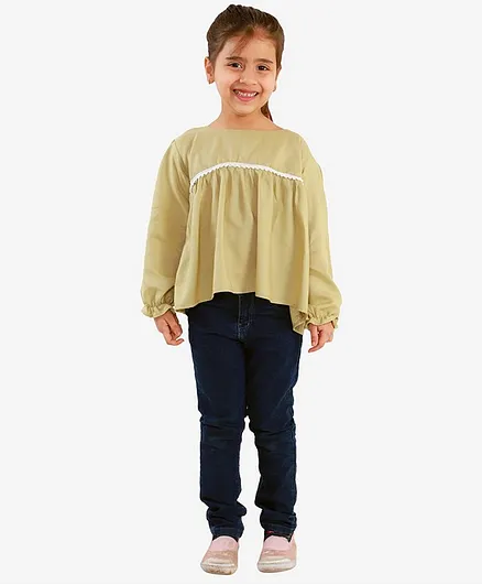 Chipbeys Full Sleeves Solid Color Casual Top - Olive