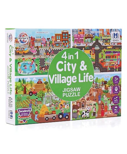 Ratnas City and Village Jigsaw Puzzle Set of 4 - 35 Pieces Each