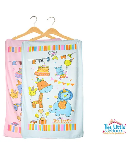 The Little Lookers 100% Cotton Towel Pack of 2 - Pink Blue ( Print May Vary )