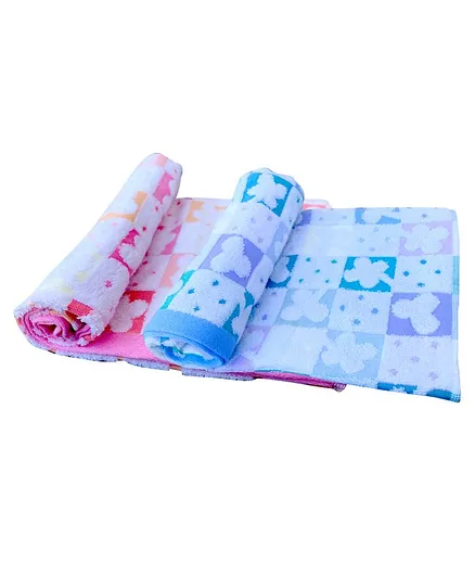 The Little Lookers Cotton Bath Towels Set of 2 - Pink Blue