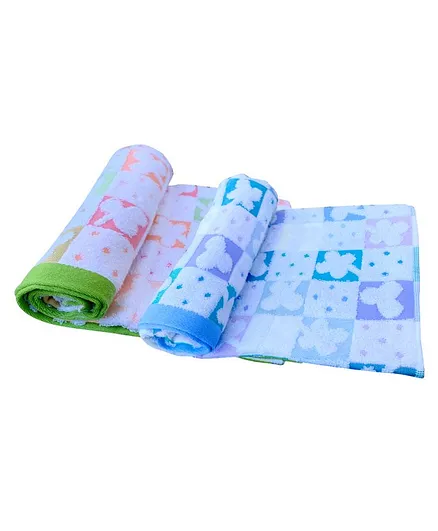The Little Lookers Cotton Bath Towels Set of 2 - Green Blue ( Print May Vary )