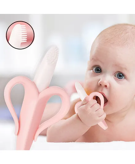 Mastela Silicone Banana Shaped Teething Toothbrush - Pink