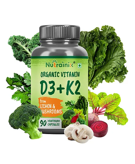 Nutrainix Organic Vitamin D3 & K2 Health Supplements - 90 Capsules
