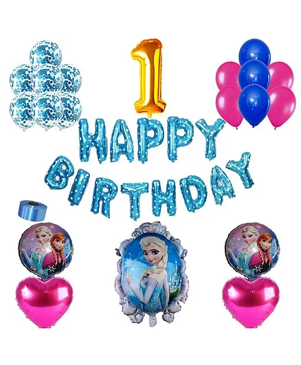 Shopperskart Frozen Theme 1st Birthday Balloon Decor Kit Multicolour - Pack of 50