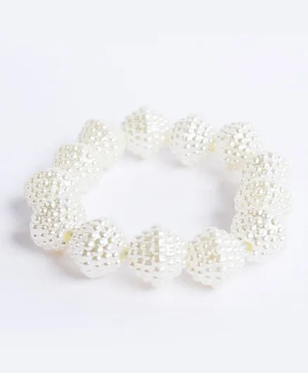 Aabacus Carved Beads Bracelet - Off White