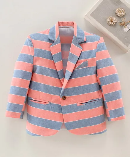 Rikidoos Full Sleeves Striped Blazer - Peach