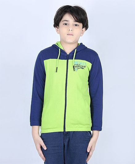 Ventra Full Sleeves Solid Colour Hooded Jacket - Green