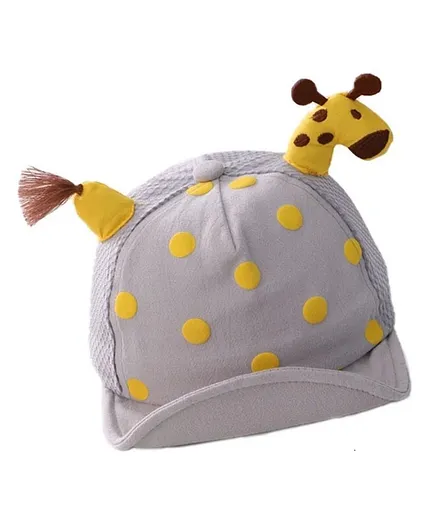 Ziory Summer Cap With 3D Ears Giraffe Design Grey - Diameter 21 cm