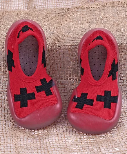 Hoppipola Plus Design Sock Shoes - Red
