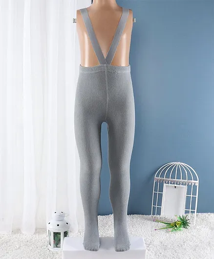 Hoppipola Solid Footed Suspender Style Tights - Grey