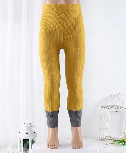 Hoppipola Solid Ribbed Tights - Yellow
