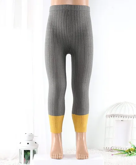 Hoppipola Solid Ribbed Tights - Grey
