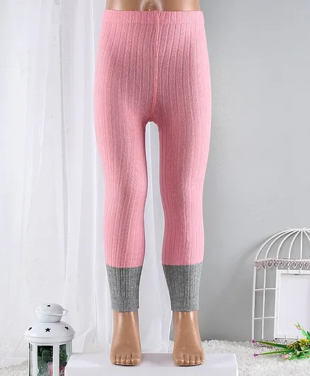 Hoppipola Solid Ribbed Tights - Pink