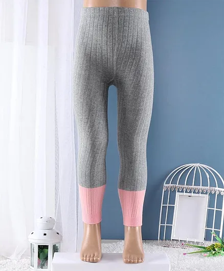 Hoppipola Solid Ribbed Tights - Grey