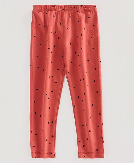 Nino Bambino 100% Organic Cotton Polka Dot Print Leggings - Peach