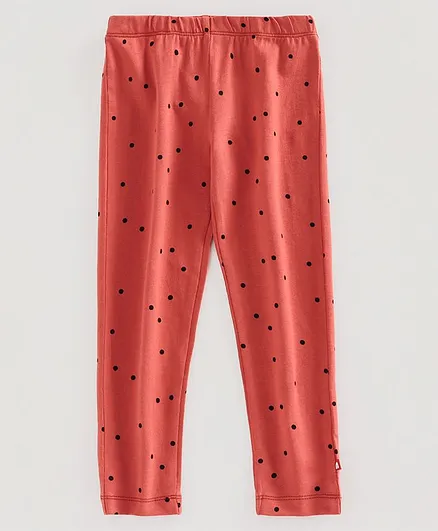 Nino Bambino 100% Organic Cotton Polka Dot Print Leggings - Peach