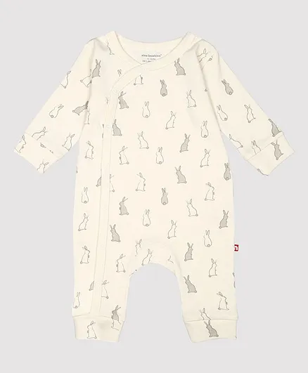 Nino Bambino 100% Organic Cotton Full Sleeves Bunny Print Romper - Cream
