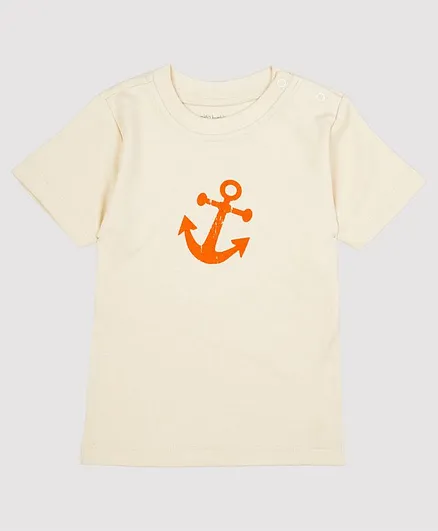 Nino Bambino 100% Organic Cotton Half Sleeves Anchor Print Tee - White