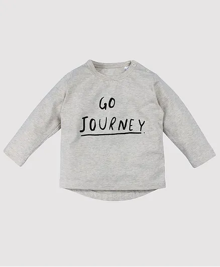 Nino Bambino 100% Organic Cotton Full Sleeves Go Journey Print Tee - Grey