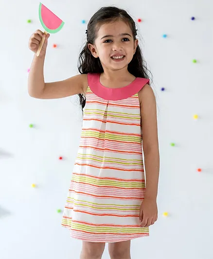 Campana Sleeveless Candy Stripes Dress - Pink
