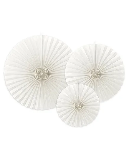 Funcart Paper Fan Decoration Set White - Pack Of 6