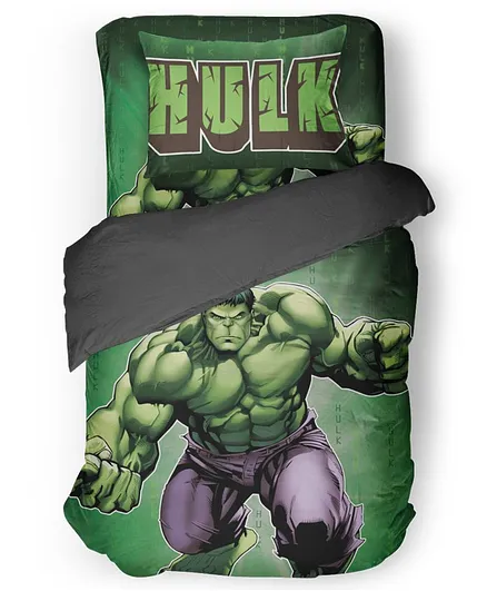 Marvel Avengers Single Bed Cotton Comforter Hulk Print - Green