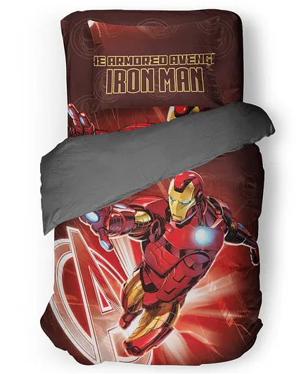 Marvel Iron Man Cotton Single Bed Comforter - Maroon