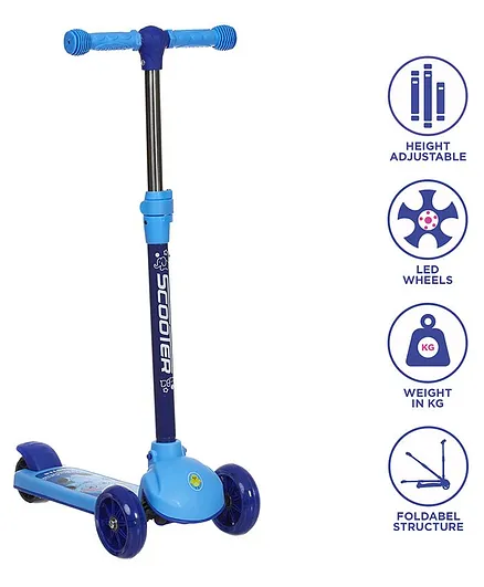 NHR Smart Kick Foldable Adjustable Height Scooter - Blue