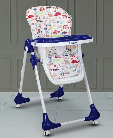 LuvLap Royal High Chair with Adjustable Heights And Wheels - Blue
