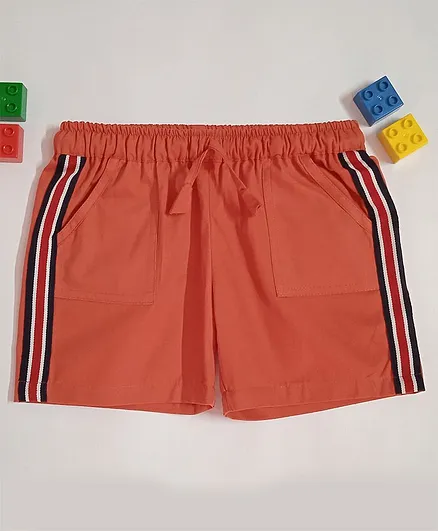 Snowflakes Side Tape Detailing Shorts - Orange