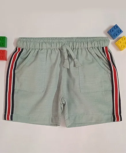 Snowflakes Side Tape Detailing Shorts - Grey