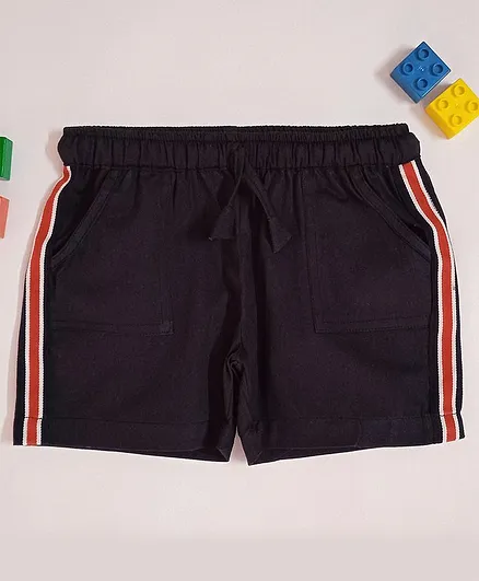 Snowflakes Side Tape Detailing Shorts - Navy Blue