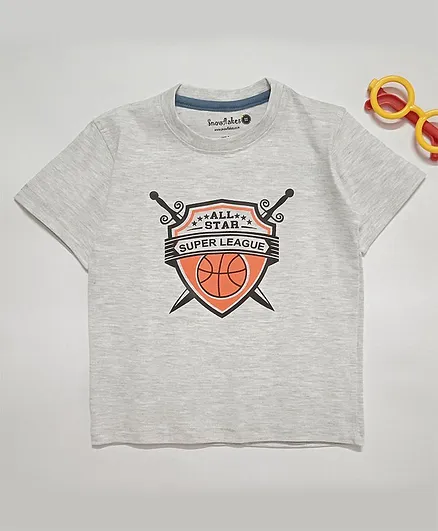 Snowflakes Half Sleeves Super League Print Tee - Off White