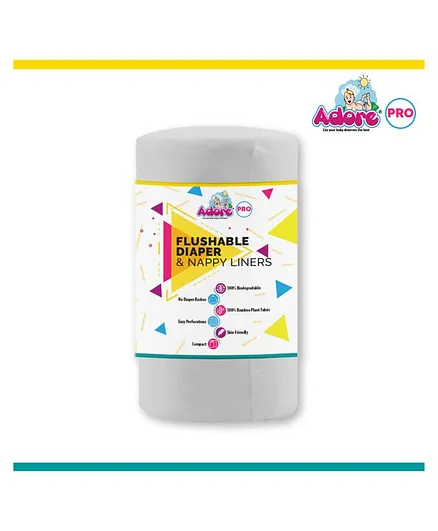 Adore Flushable Bamboo Diaper Liner - 100 Pieces