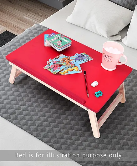 Kids Small Wooden Half n Half Study Table with Height Adjustment - Red
