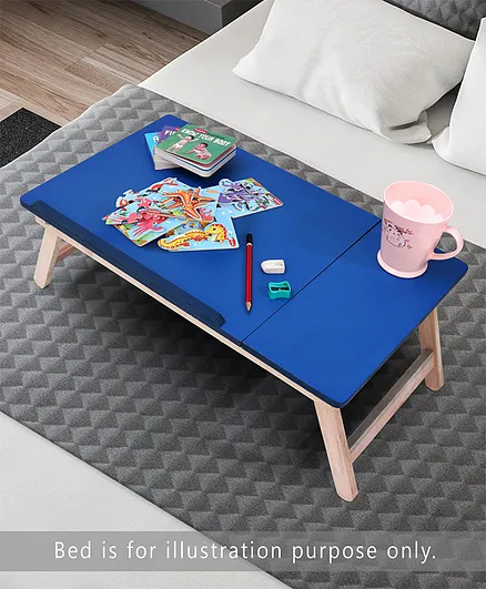 Kids Small Wooden Half n Half Study Table with Height Adjustment - Blue