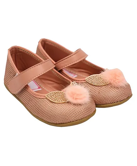 Buckled Up Fur Ear Patch Ballerinas - Pink
