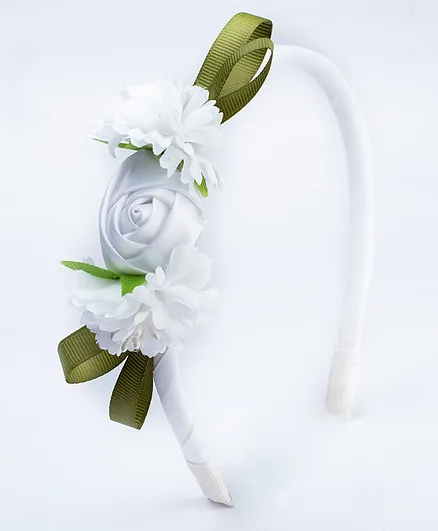 Ribbon candy Decorative Flowers Hair Band - White
