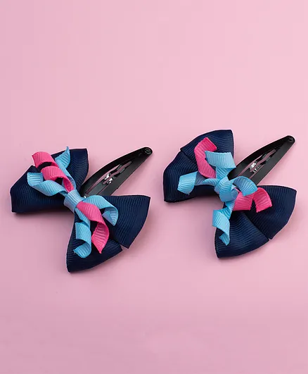Ribbon candy Korker Detailing Bow Hair Clip - Navy Blue