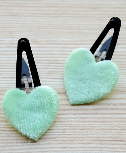 Pretty Ponytails Heart Shaped Hair Clips - Green