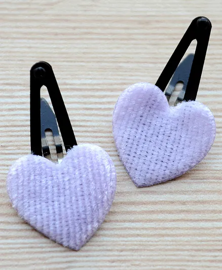 Pretty Ponytails Heart Shaped Hair Clips - Lavender