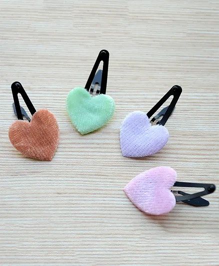 Pretty Ponytails Heart Shaped Hair Clips - Lavender Pink Green Brown