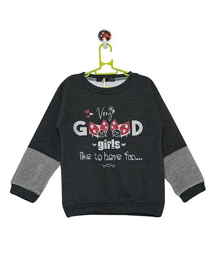 Ziama Full Sleeves Text Print Sweatshirt - Dark Grey