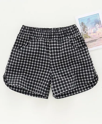 Kiddopanti Checkered Shorts - Black