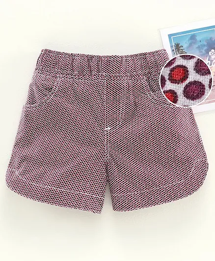 Kiddopanti Polka Dot Printed Hot Shorts - Maroon