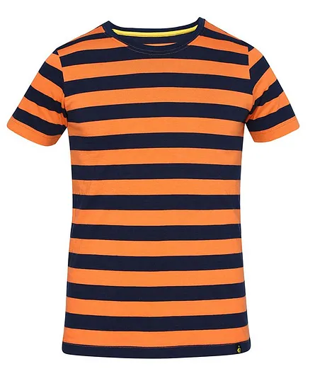 Jockey Half Sleeves Striped Tee - Orange