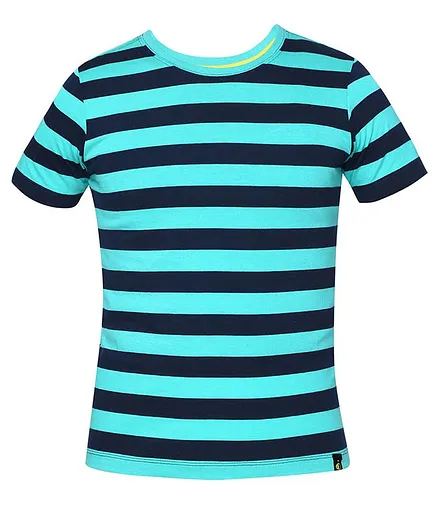 Jockey Half Sleeves Striped Tee - Light Blue