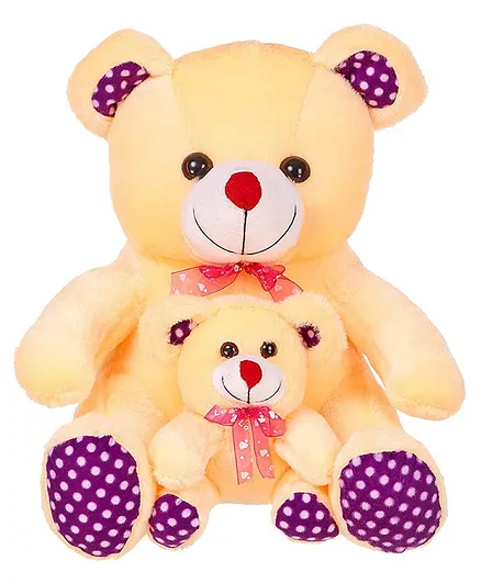 Frantic Teddy Bear With Baby Bear Soft Toys Peach - Height 32 cm