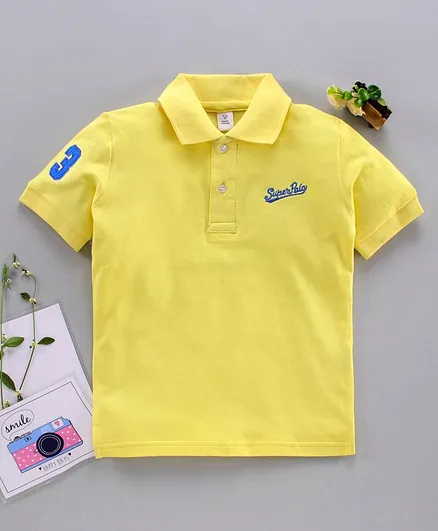 ToffyHouse Half Sleeves T-Shirt Text Embroidered - LimeYellow