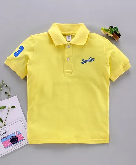 ToffyHouse Half Sleeves T-Shirt Text Embroidered - LimeYellow